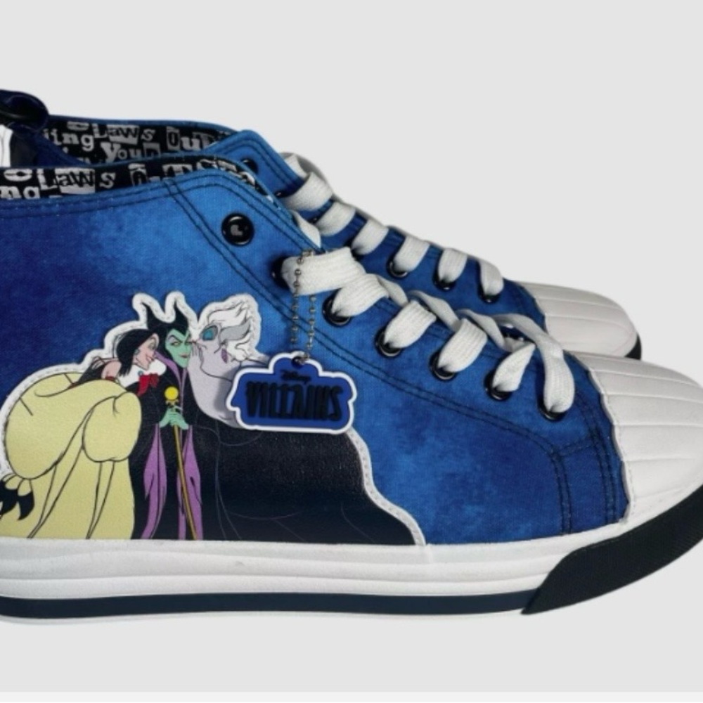 Disney Blue White Women’s Sneakers with Villain Graphic